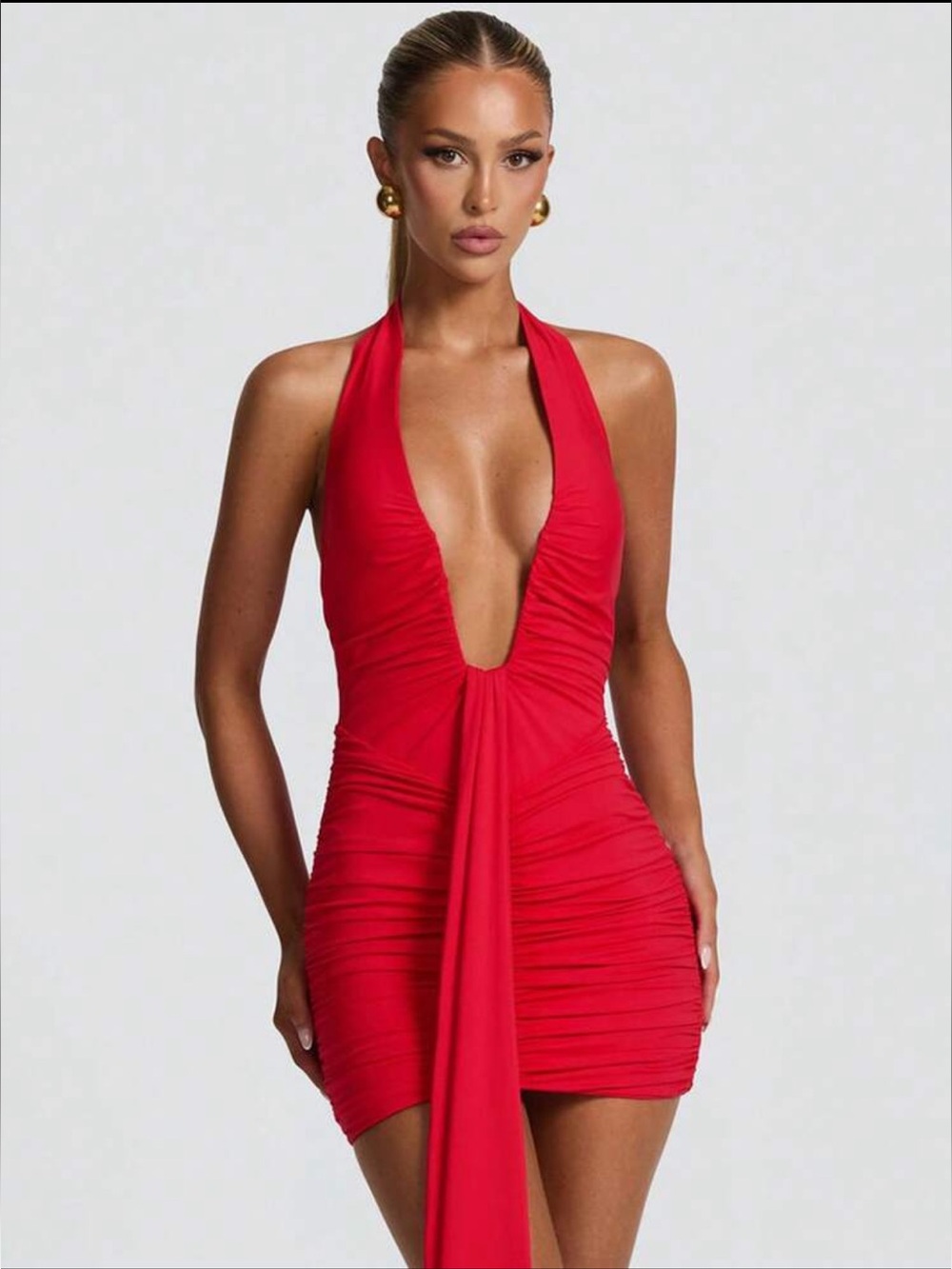 Deep V Halter Dress